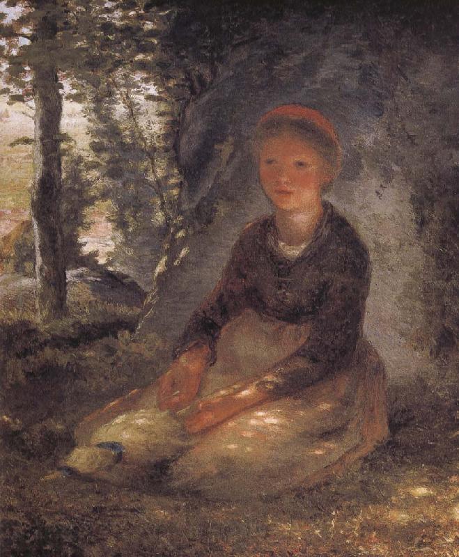 Jean Francois Millet Shepherdess sitting under the shadow Spain oil painting art